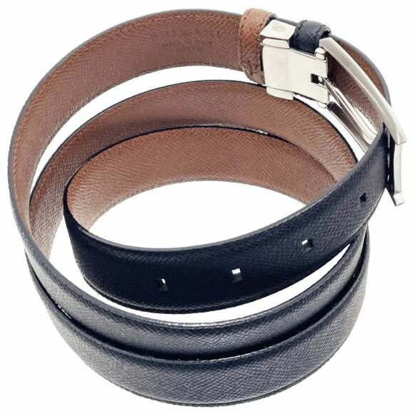 BVLGARI Ellipse Men's Leather Belt, Black, Size 110cm, NN-16404